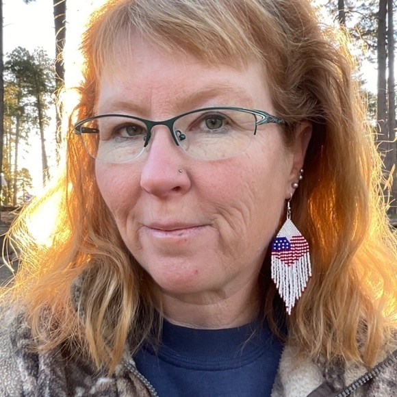 Heart Flag Beaded Earrings, New, Handmade by Me - Picture 10 of 13